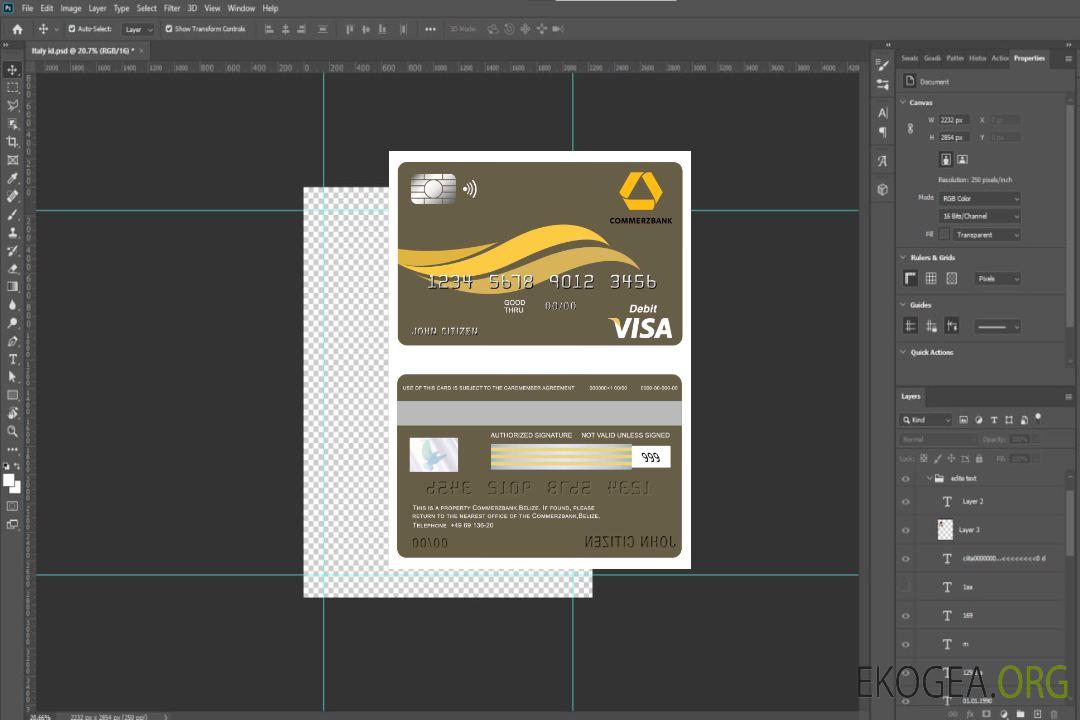 Carte visa Belize Commerzbank template